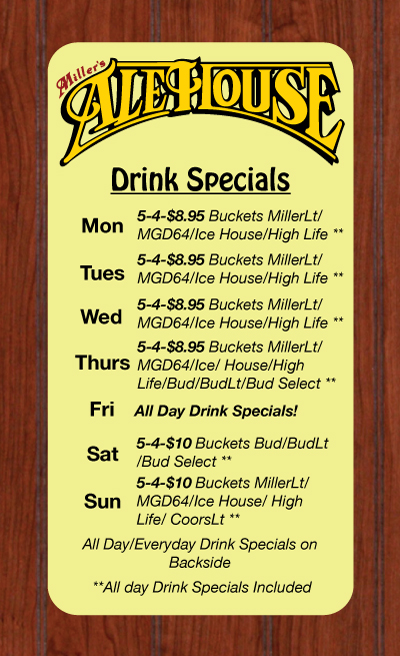 Guerilla Marketing campaign material for Ale House. Business Card with weekly drink specials.